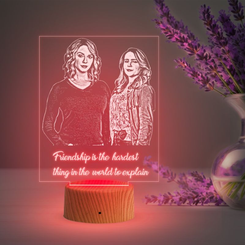 Acrylic Engraved Customized with Any Photo 16 Changing Light & Remote Control